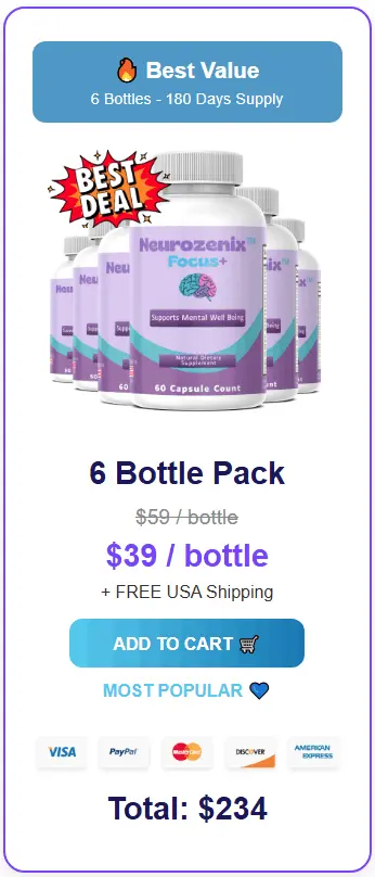Buy Neurozenix Focus+ 6 Bottle